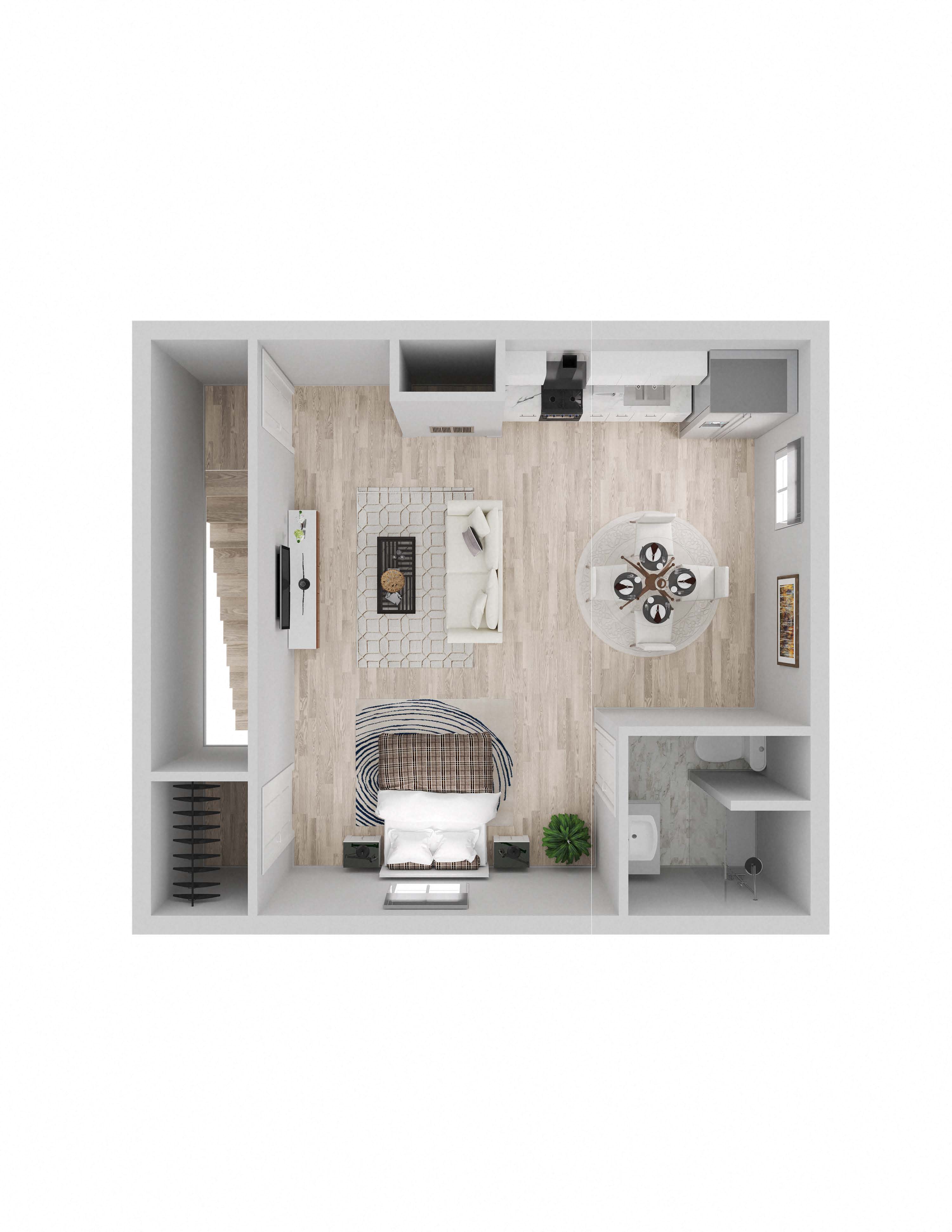 Floor plan for studio, 1 bath, 450 sqft
